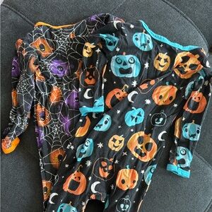 Birdie bean convertible Halloween romper pajamas size 6-12 months. Set of two